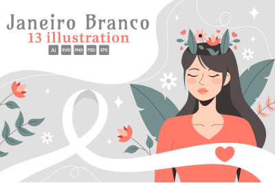 13 Janeiro Branco Illustration