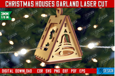 Christmas Houses Garland | Christmas Tree Toy | Santas House | CNC