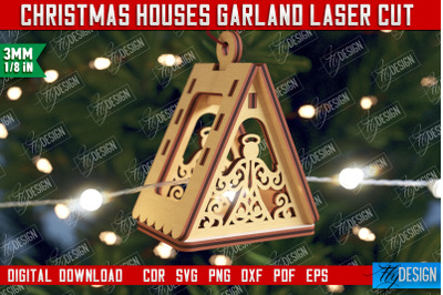 Christmas Houses Garland | Christmas Tree Toy | Santas House | CNC