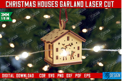 Christmas Houses Garland | Christmas Tree Toy | Santas House | CNC