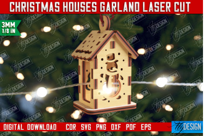 Christmas Houses Garland | Christmas Tree Toy | Santas House | CNC