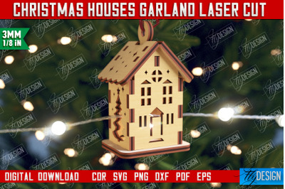 Christmas Houses Garland | Christmas Tree Toy | Santas House | CNC