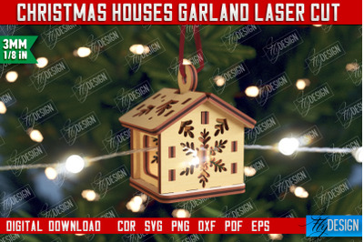 Christmas Houses Garland | Christmas Tree Toy | Santas House | CNC