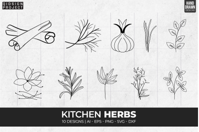 10 Kitchen Herbs Svg, Farmhouse Svg, Cute Kitchen Label Svg