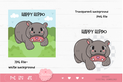 Cute hippo clipart kawaii clipart pygmy hippo baby safari animals