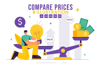 9 Compare Prices Economy Illustration