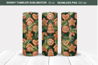 Gingerbread cookies Tumbler Wrap | Christmas Sublimation