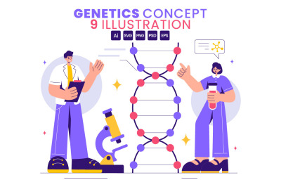 9 Genetic Science Concept Illustration