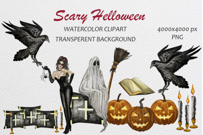 About Watercolor Halloween Witch Clip Art Set Graphic