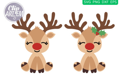 Reindeer PNG, DXF, EPS, SVG Cutting File Girl Boy  Dijital Images