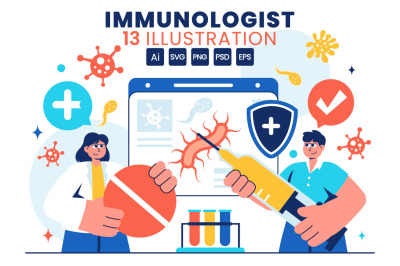 13 Immunologist Vector Illustration