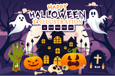 14 Halloween Night Background Illustration