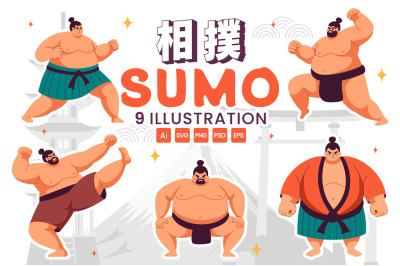 9 Sumo Wrestler Illustration