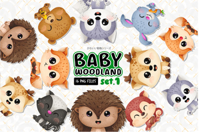 Baby Woodland animal Clipart set 1, Animal drawing and illustration