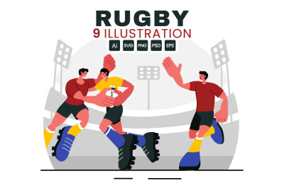 9 Rugby Player Illustration