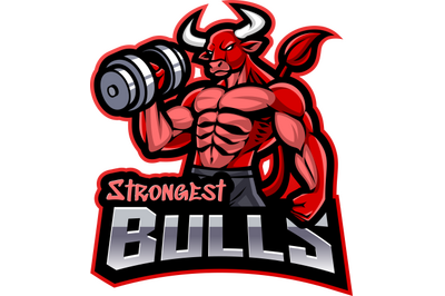 Strongest bulls esport mascot logo design