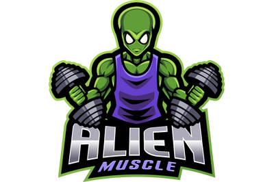 Alien muscle esport mascot logo design