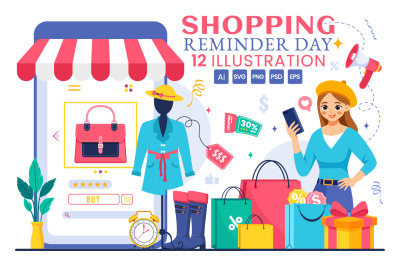 12 Shopping Reminder Day Illustration