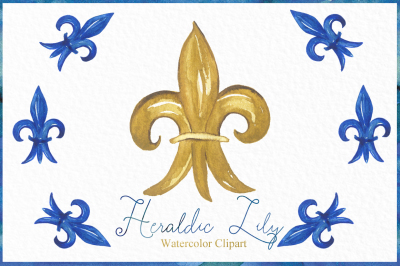 Heraldic Lily watercolor clipart