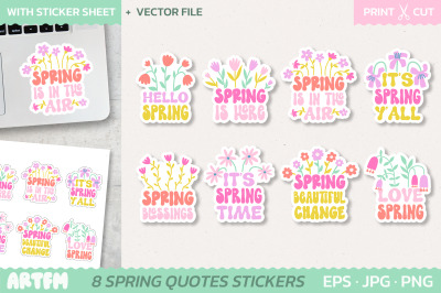 Spring Flowers Sticker Bundle | Spring Quotes Stickers