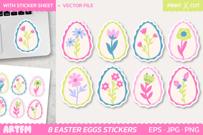 Florals Easter Eggs Sticker Bundle | Spring Easter Stickers