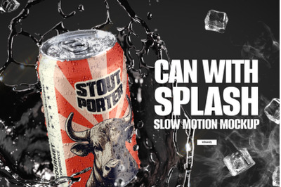 Can With Splash Slow Motion Mockup