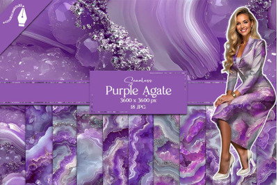 Purple Agate Digital Paper, Glamorous Marble Geode Textures