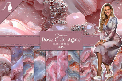 Rose Gold Agate Digital Paper, Glamorous Marble Geode Textures,