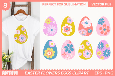 Flowers Easter Eggs Vector Clipart | Easter Egg Sublimation