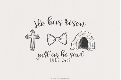 He Has Risen Png&2C; Easter Christian Png&2C; Coquette Easter Png&2C; Retro Eas
