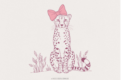 Leopard Print PNG, Coquette PNG, Pink Bow Digital Download, Leopard Cl