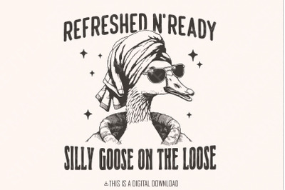 Silly Goose PNG, Cute Preppy Goose, Kawaii Goose in Bathroom, Girly Ae