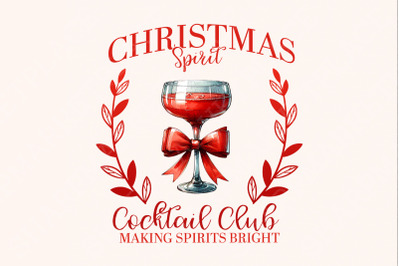 Christmas Spirit png, Retro Christmas png, Holiday png, cocktail club