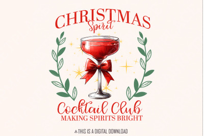Christmas Spirit png, Retro Christmas png, Holiday png, cocktail club