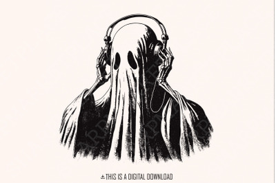 Ghost Listening Music PNG, Ghosts png, Halloween Ghost Png, Halloween
