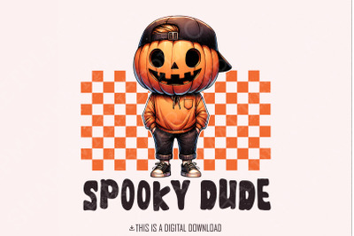 Spooky Dude PNG, Pumpkin Face Halloween, Boy Kid Png Clip Art, Retro H