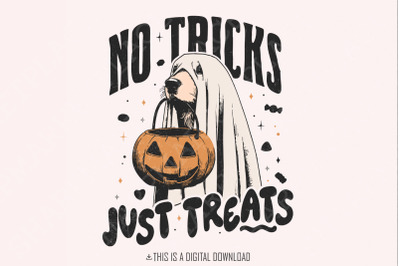 No Tricks Just Treats PNG, Trick Or Treat, Dog Halloween Png, Ghost Ha