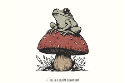 Frog Mushroom PNG&2C; Sublimation&2C; CuteClipart&2C; Commercial Use&2C; Witchcraf