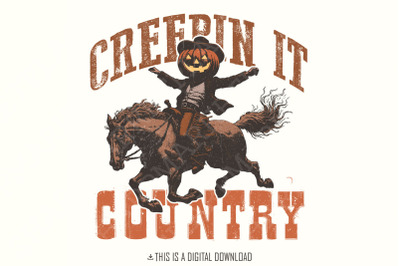Creepin It Country Png, Western Halloween Png, Country Halloween Png,