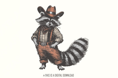 Country Cowboy Raccoon PNG, Sublimation Png, Trendy Shirt Png, Funny R