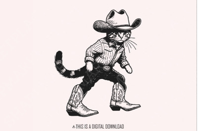 Vintage Cowboy Cat Png, Retro Western Cowboy Png, Cute Cowboy Cat, Fun