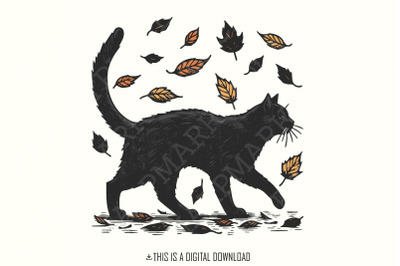 Black Cat Pumpkin png, Halloween Cat png, Ghost Cat png, Retro Hallowe