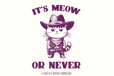 Meowdy Cute Cat PNG, It&#039;s Meow Or Never, Country Western Cat, Rodeo Li