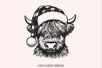 Highland Cow Christmas png&2C; Christmas Cow png&2C; Christmas design png&2C; W