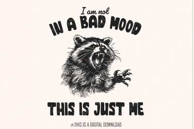 Retro Raccoon PNG, Sarcastic Sublimation Design, Mental Health Vintage