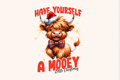 Highland Mooey Christmas PNG, Western Christmas PNG, Coquette Holiday