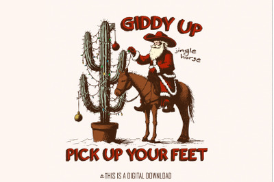 Giddy Up Jingle Horse PNG Digital Download, Western Christmas Design,