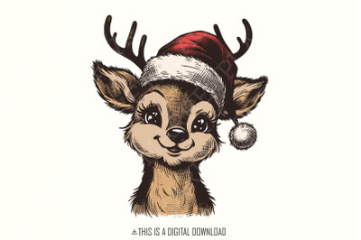 Christmas Reindeer Png, Holly Jolly Png, Christmas Coquette Png, Brush