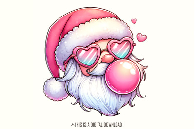 Retro Santa Christmas PNG, Vintage Santa Digital Download, Pink Christ