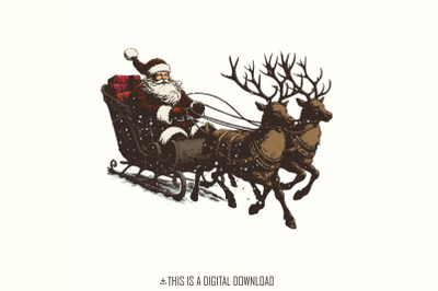 Santa Western Christmas PNG, Sublimation Design, Digital Download, Tre